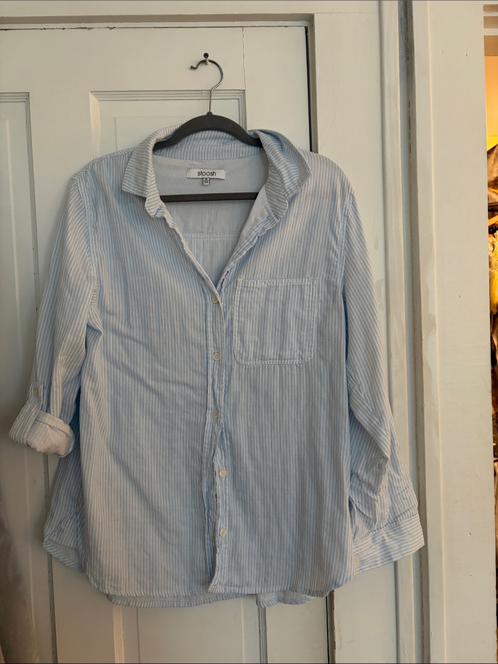 Stoosh Light Blue & White Striped Men's Button-Down Shirt